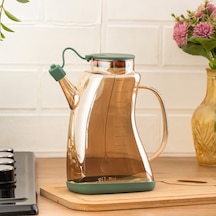 Porsima 3855 Şeffaf Borosilikat Cam Zeytinyağ Şişesi - Yağlık Ve Sirkelik Yeşil 1lt Yeşil