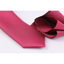 Demfashion Özel Desenli Kravat Mendil Seti - Kırmızı (533049152) Kırmızı