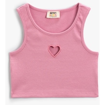 Koton Crop Üst Pencere Detaylı Kolsuz Pamuklu Ribanalı Pembe 4skg30013ak Pembe