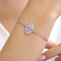 Mia Vento Effective Diamond Venedik Dansı Pink Taşlı Gümüş Bileklik