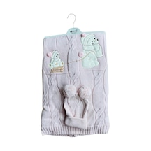 Recos Ayı Desenli Welsoftlu Şapkalı Bebek Battaniyesi Pembe