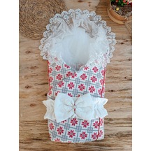 Yenidoğan Kar Tanesi Desenli Dantelli Duvaklı Bebek Battaniyesi Kundak Çok Renkli