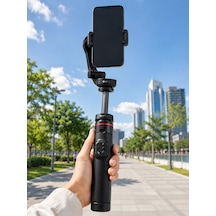 Mey İthalat Aı Yüz Takip Özellikli Gimbal Selfie Stick 360 Dönebilen Telefon Tutucu Uzayabilir Bluetooth Kumandalı Çok Renkli