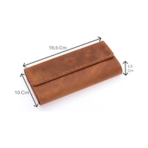 Westpolo Malone Unisex Hakiki Eskitme Deri Telefon Bölmeli El Portföyü Cüzdan - G2 Taba Taba