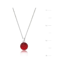 Gümüş Kırmızı Kristal Taşlı Kadın Kolye (503057267)