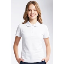 Modanino Kız Çocuk %100 Pamuk Ve Okul Tarz T-shirt 5-16 Yaş 12724at Beyaz