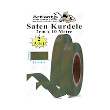 Haki Yeşil Kurdele Saten 2 Cm 10 Metre 2 Adet Saten Kurdela Parlak Hediye Ve Süsleme Şeridi Süs Paketleme Çiçek Saç El