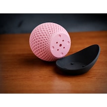 3d Baskı Küre Saksı - Kafes Dokulu İki Parçalı Dekoratif Saksı - Pembe-siyah Diğer