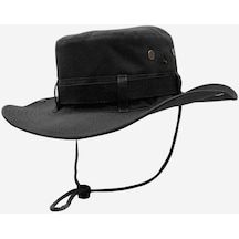 Siyah Outdoor Şapka Uv Korumalı Bucket Safari Şapkası - Siyah