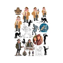Dedektif Sticker Set 3 15 Parça Telefon, Tablet, Defter, Laptop Sticker