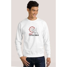 Wınner Chicken Baskılı Beyaz Erkek Örme Sweatshirt