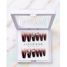 Louésse Burgundy Fade Takma Tırnak Seti 12 Li Bordo Geçişli Taş Detaylı Şık Model
