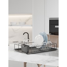 Suntel Tek Katlı Tabaklık Bulaşıklık Mat Siyah Tepsi Kaşıklık Diğer