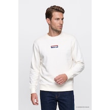 Wrangler Pamuklu Regular Fit Logo Detaylı Erkek Sweatshirt W2620152102 Ekru