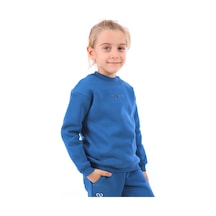 Toontoy Kız Çocuk Nakışlı Sweatshirt Saks Mavi