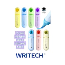 7 Renk Fosforlu Kalem Astronot Model Writech Esnek Kesik Uç Çok Renkli