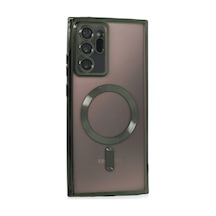 Samsung Galaxy Uyumlu Note 20 Ultra Kılıf Kross Magneticsafe Kapak - Koyu Yeşil Bz8683140653538