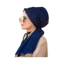Lacivert Çiçek Dantel Tokalı Bone - 40401 Diğer