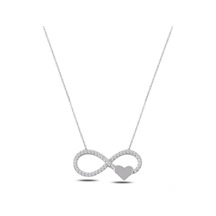 Brezza Lusso Jewelry Gümüş Zirkon Taşlı Sonsuzluk Kalpli Kadın Gümüş Kolye 45 CM