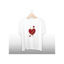 Love Gold Yazı Detaylı Unisex Tişört Beyaz