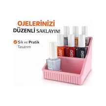 Oje Organizeri Sert Plastik Kozmetik Düzenleyici Çok Bölmeli Makyaj & Oje Standı Çok Renkli
