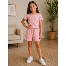 Wow Yazlık Şortlu Taşlı Kız İkili Takım 6-9 Yaş -ba10981223 - Pembe