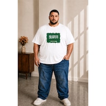 Sngl Tekstil Erkek Büyük Beden Kısa Kollu Suudi Arabistan Bayrak Baskılı Tişört 3xl 4xl 5xl 6xl 7xl 8xl 9xl Beyaz