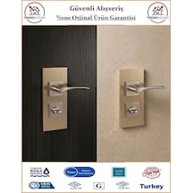 Grossavm Bravo Rozetli Wc Banyo Kapı Kolu - Nikel Saten - 1 Takım Ön Ve Arka
