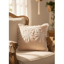 The Mia Bohem Palmiye Desenli Kırlent Pudra 45 X 45 Cm Pudra