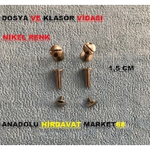 Dosya Klasör Vidasi Kartela Vidasi 4Mm 1,5Cm Nikel Renk 20 Adet