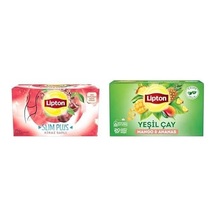 Slim Plus Kiraz Saplı Bardak Süzen Poşet Bitki Çayı 20'li Paket, 40 G Ve Lipton Mango Ve Ananaslı Tropikal Bardak