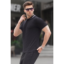 Madmext Siyah Polo Yaka Regular Fit Erkek T-shirt 6110-siyah Siyah