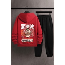 Uyguntarz Unisex Ramen Baskılı Eşofman Takımı Kırmızı