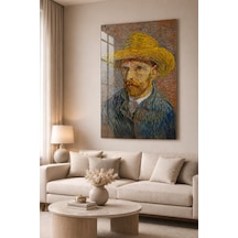 Vincent Van Gogh Hasır Şapkalı Otoportre Cam Tablo