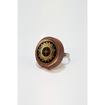 Arabesk Motif Ahşap Yüzük Kahverengi