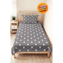 Çam Ağacı Gri Genç Odası Tek Kişilik Pike Takımı - Geometrik Hardal 160x220 Cm Kapitone Yatak Örtüsü Fısıltılı Göl İzi