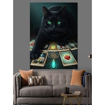 Ahşap Tablo Siyah Panter Kara Kedi Tarot Kartları Yiyecek Ve İçecek Tabloları