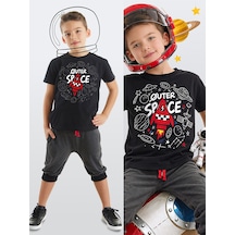 Uzay Roketi Erkek Çocuk Yazlık T-shirt Kapri Şort Takım