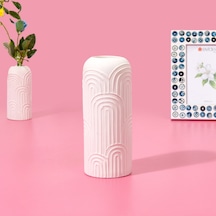 Kpmm Bohem Porselen Vazo - Beyaz - 8,6x8,6x21 Cm Çok Renkli