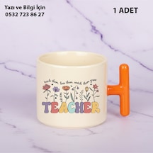 Best Teacher Tasarımlı Öğretmenler Günü Kişiye Özel İsim Baskılı T Kupa Bardak Öğretmene Hediyelik Turuncu
