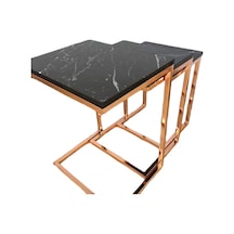 Zigon Zlf 3Lü C Model Metal Çelik Rose Renk Kaplama Mdf Siyah Mer (460315049)