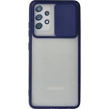 Samsung Galaxy Uyumlu A72 Kılıf Palm Buzlu Kamera Sürgülü Silikon - Lacivert Çr