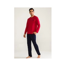 Angbutik D's Damat 01005 Uzun Kol Pijama Takımı Bordo
