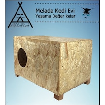 Melada Kedi Evi Dış Ortam Uygun Ahşap Kedi Evi Osb 60x40x30 Cm