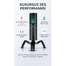 Profesyonel Usb Rgb Tak Çalıştır Mikrofon Çift Yönlü Kayıt Özellikli Yayıncı Ve Oyuncu Mikrofonu