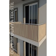 Devrim Olivya Tekstil Kahve-krem Renk Dört Tarafı Bağcıklı Balkon Demiri Perdesi Kahverengi - Krem