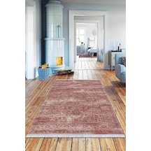 Pembe Vintage Dokuma Pamuk Tabanlı Kaymaz Kilim Klm233n11