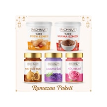 Ramazan Paketi 1 Kg Fıstık Ezmesi, 1 Kg Hurma Ezmesi, Lavanta Özü, Gül Reçeli Ve İncir Reçeli