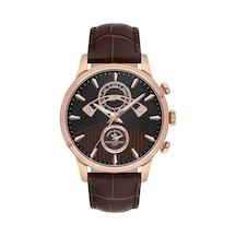 Santa Barbara Polo & Racquet Club Kahverengi Deri Kordon Rose Gold Kasa Spor Erkek Kol Saati Sb.1.10593-4