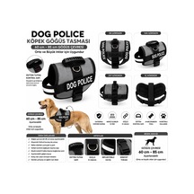 Dog Police Ayarlanabilir Köpek Göğüs Tasması Gri - Siyah 60-85 Cm Çok Renkli